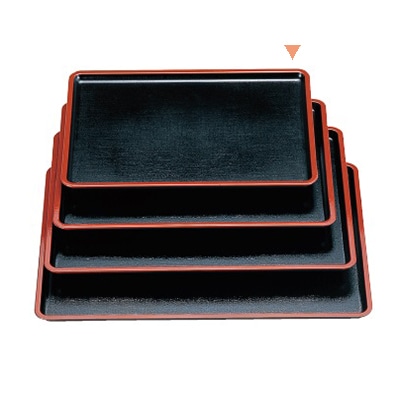 若泉漆器 平安長手盆　黒布目天朱　尺2寸  1-69-10 1個（ご注文単位1個）【直送品】