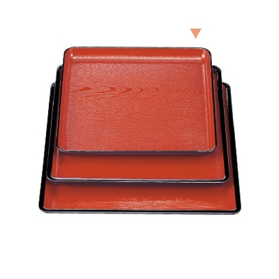 若泉漆器 角盆　朱天黒　地木目　尺0寸  1-74-18 1個（ご注文単位1個）【直送品】