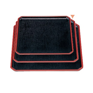 若泉漆器 平安角隅切盆　黒布目天朱　尺1.5寸  1-74-28 1個（ご注文単位1個）【直送品】