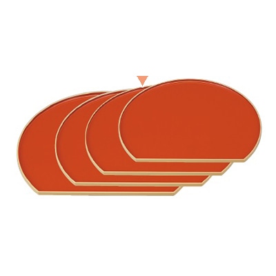 若泉漆器 半月会席盆　白木内朱　尺3寸  1-81-2 1個（ご注文単位1個）【直送品】