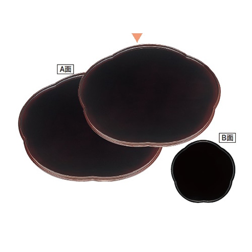 若泉漆器 梅型会席盆　溜S・S塗　／黒塗　尺3寸 ノンスリップ加工 1-84-9 1個（ご注文単位1個）【直送品】