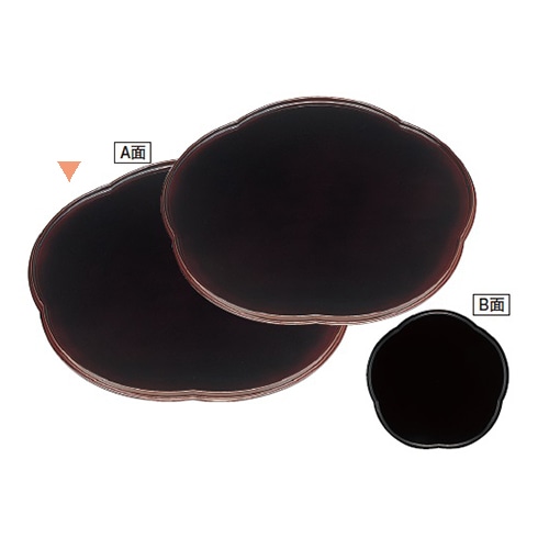 若泉漆器 梅型会席盆　溜S・S塗　／黒塗　尺4寸 ノンスリップ加工 1-84-10 1個（ご注文単位1個）【直送品】