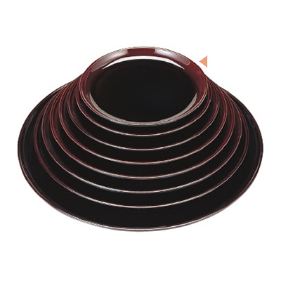 若泉漆器 丸盆　溜底黒塗　7.5寸　S・S塗 ノンスリップ加工 1-86-17 1個（ご注文単位1個）【直送品】