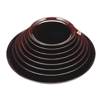 若泉漆器 丸盆　溜底黒塗　8寸　S・S塗 ノンスリップ加工 1-86-18 1個（ご注文単位1個）【直送品】