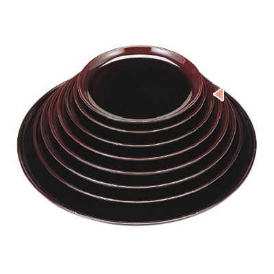 若泉漆器 丸盆　溜底黒塗　9寸　S・S塗 ノンスリップ加工 1-86-19 1個（ご注文単位1個）【直送品】