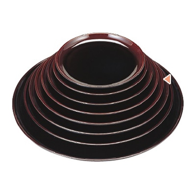 若泉漆器 丸盆　溜底黒塗　尺1寸　S・S塗 ノンスリップ加工 1-86-21 1個（ご注文単位1個）【直送品】