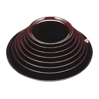 若泉漆器 丸盆　溜底黒塗　尺2寸　S・S塗 ノンスリップ加工 1-86-22 1個（ご注文単位1個）【直送品】