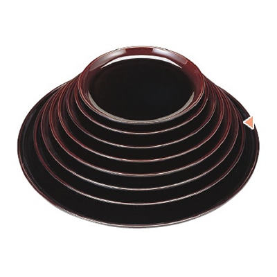 若泉漆器 丸盆　溜底黒塗　尺3寸　S・S塗 ノンスリップ加工 1-86-23 1個（ご注文単位1個）【直送品】