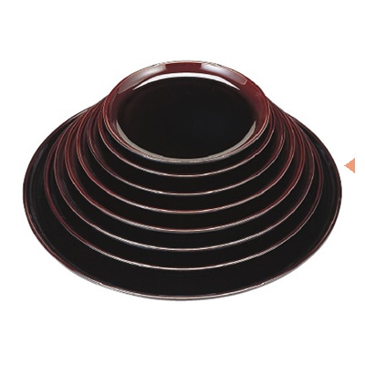 若泉漆器 丸盆　溜底黒塗　尺5寸　S・S塗 ノンスリップ加工 1-86-24 1個（ご注文単位1個）【直送品】