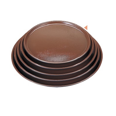 若泉漆器 丸盆　ブラウン布目　尺0寸 ノンスリップ加工 1-86-30 1個（ご注文単位1個）【直送品】