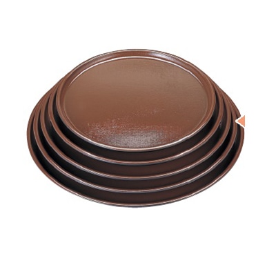 若泉漆器 丸盆　ブラウン布目　尺3寸 ノンスリップ加工 1-86-33 1個（ご注文単位1個）【直送品】