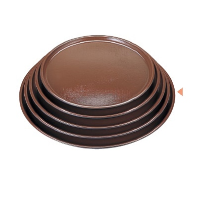 若泉漆器 丸盆　ブラウン布目　尺4寸 ノンスリップ加工 1-86-34 1個（ご注文単位1個）【直送品】