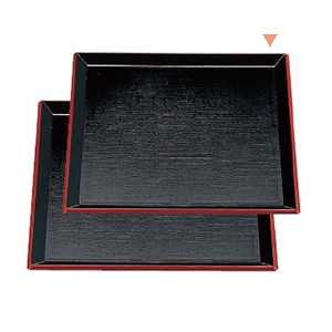 若泉漆器 耐熱角布目盆　黒天朱　　尺1寸 ノンスリップ加工 1-88-15 1個（ご注文単位1個）【直送品】