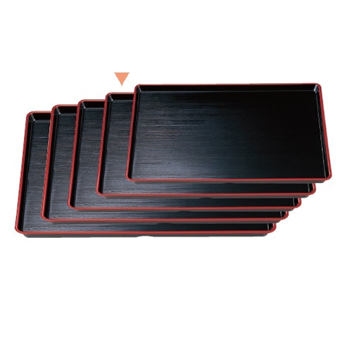 若泉漆器 耐熱長手刷毛目盆　黒天朱　尺3寸 ノンスリップ加工 1-88-23 1個（ご注文単位1個）【直送品】