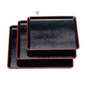 若泉漆器 角盆　尺0寸　黒天朱　耐熱ケヤキ ノンスリップ加工 1-90-4 1個（ご注文単位1個）【直送品】