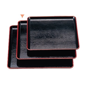 若泉漆器 角盆　尺1寸　黒天朱　耐熱ケヤキ ノンスリップ加工 1-90-5 1個（ご注文単位1個）【直送品】