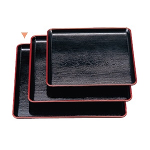 若泉漆器 角盆　尺2寸　黒天朱　耐熱ケヤキ ノンスリップ加工 1-90-6 1個（ご注文単位1個）【直送品】