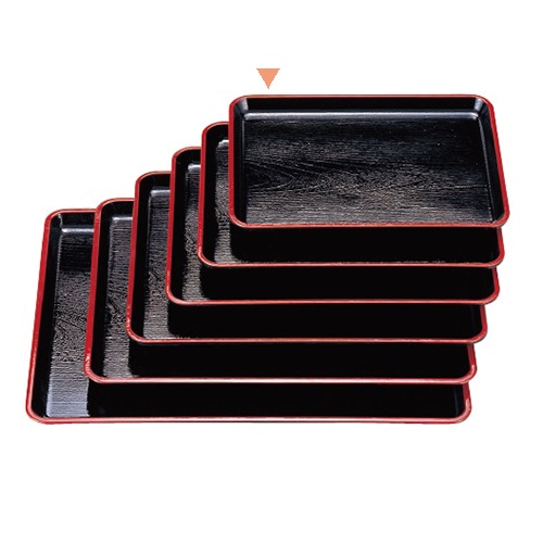 若泉漆器 耐熱ケヤキ長手盆　黒天朱　尺2寸 ノンスリップ加工 1-90-13 1個（ご注文単位1個）【直送品】