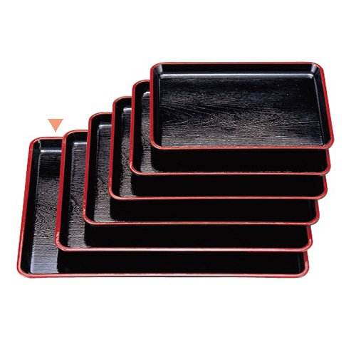 若泉漆器 耐熱ケヤキ長手盆　黒天朱　尺8寸 ノンスリップ加工 1-90-18 1個（ご注文単位1個）【直送品】