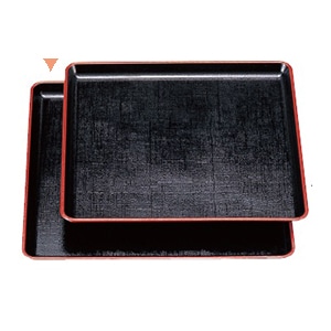 若泉漆器 角盆　尺2寸　黒天朱　耐熱布目 ノンスリップ加工 1-90-24 1個（ご注文単位1個）【直送品】