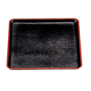 若泉漆器 8寸角しるこ盆　黒天朱  1-103-5 1個（ご注文単位1個）【直送品】