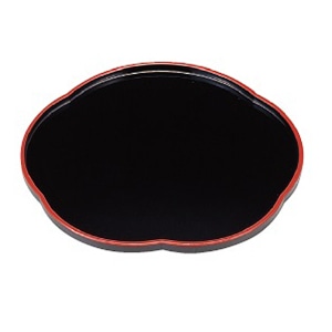 若泉漆器 梅型盆 黒天朱 8寸 1-103-12 1個(ご注文単位1個)【直送品】