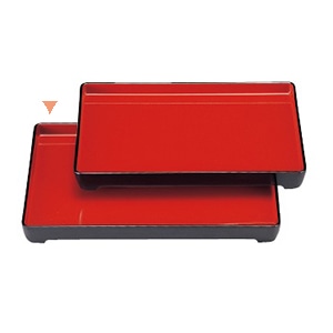 若泉漆器 浅型光琳番重 黒内朱 尺3寸 1-121-4 1個(ご注文単位1個)【直送品】