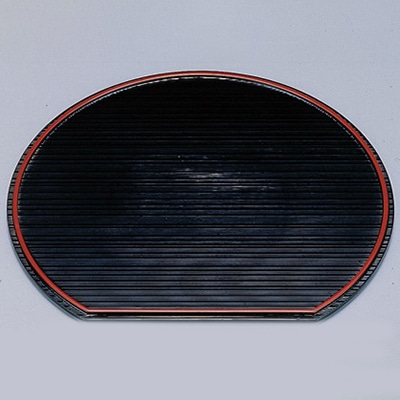 若泉漆器 尺2寸半月千筋盆　黒天朱  1-127-12 1個（ご注文単位1個）【直送品】