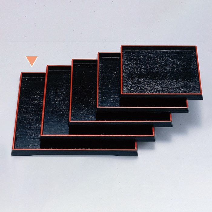 若泉漆器 角盆　黒天朱　爪掛　尺2寸  1-128-8 1個（ご注文単位1個）【直送品】