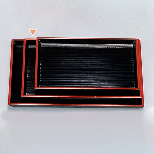 若泉漆器 名刺盆　黒千筋天朱　8寸  1-128-27 1個（ご注文単位1個）【直送品】