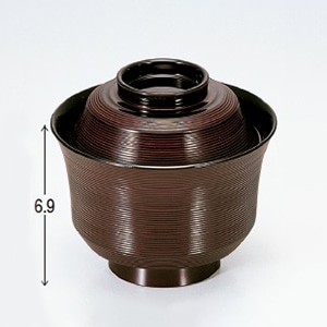 若泉漆器 3.2寸竹型千筋椀　溜  1-154-9 1個（ご注文単位1個）【直送品】