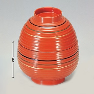 若泉漆器 貴生小吸椀　朱三色ライン内朱  1-154-11 1個（ご注文単位1個）【直送品】