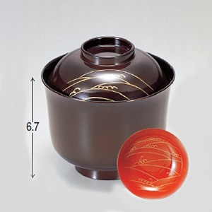 若泉漆器 3寸羽反小吸椀　溜波見返付  1-154-14 1個（ご注文単位1個）【直送品】