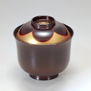 若泉漆器 3寸羽反小吸椀　溜回転梅  1-154-15 1個（ご注文単位1個）【直送品】