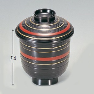 若泉漆器 きのこ小吸椀　黒二色ライン  1-155-3 1個（ご注文単位1個）【直送品】