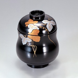 若泉漆器 ひょうたん小吸椀　黒にツタS・H塗  1-155-14 1個（ご注文単位1個）【直送品】