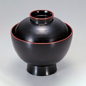 若泉漆器 小丸椀　黒刷毛目天朱  1-156-8 1個（ご注文単位1個）【直送品】
