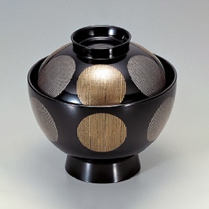 若泉漆器 小丸椀　黒雅日月S・H塗  1-157-4 1個（ご注文単位1個）【直送品】