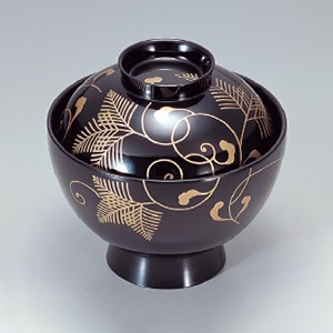 若泉漆器 小丸椀　黒松唐草S・H塗  1-157-11 1個（ご注文単位1個）【直送品】