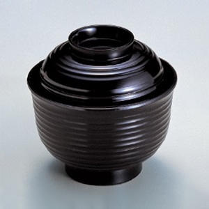 若泉漆器 3.3寸美里荒筋吸椀　黒  1-158-1 1個（ご注文単位1個）【直送品】