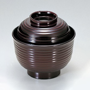 若泉漆器 3.3寸美里荒筋吸椀　溜  1-158-3 1個（ご注文単位1個）【直送品】