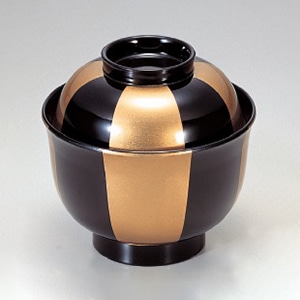 若泉漆器 3.3寸美里吸椀　黒金市松S・H塗  1-158-13 1個（ご注文単位1個）【直送品】