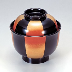 若泉漆器 3.3寸美里吸椀　黒朱金市松S・H塗  1-158-15 1個（ご注文単位1個）【直送品】