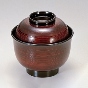 若泉漆器 3.3寸美里吸椀　溜刷毛目  1-159-5 1個（ご注文単位1個）【直送品】