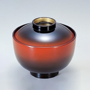 若泉漆器 3.4寸弥生吸椀　朱ぼかしつば金  1-160-3 1個（ご注文単位1個）【直送品】