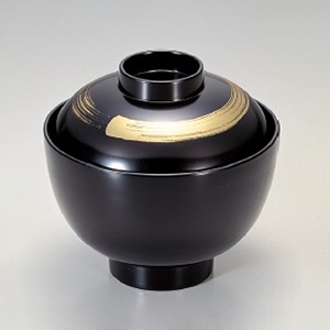 若泉漆器 3.4寸小町吸椀　黒一筆S・H塗  1-161-11 1個（ご注文単位1個）【直送品】