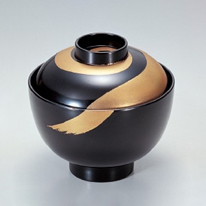 若泉漆器 3.4寸小町吸椀　黒月光  1-161-15 1個（ご注文単位1個）【直送品】