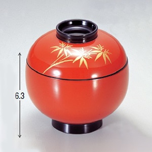 若泉漆器 玉姫小吸椀　朱つば黒笹S・H塗  1-162-4 1個（ご注文単位1個）【直送品】