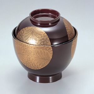 若泉漆器 3.5寸玉子椀　溜武蔵野日月  1-163-12 1個（ご注文単位1個）【直送品】