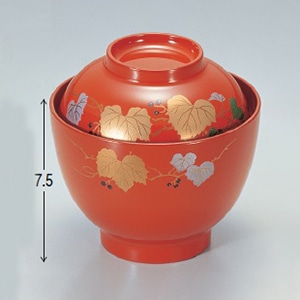 若泉漆器 耐熱玉子吸椀　朱ツタ内朱  1-163-14 1個（ご注文単位1個）【直送品】